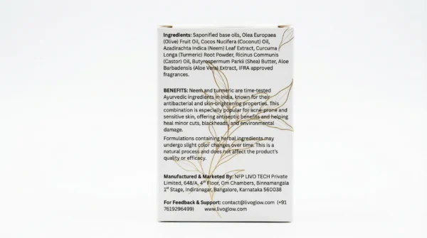 Backside of Liv'O Glow Max Glow Soap